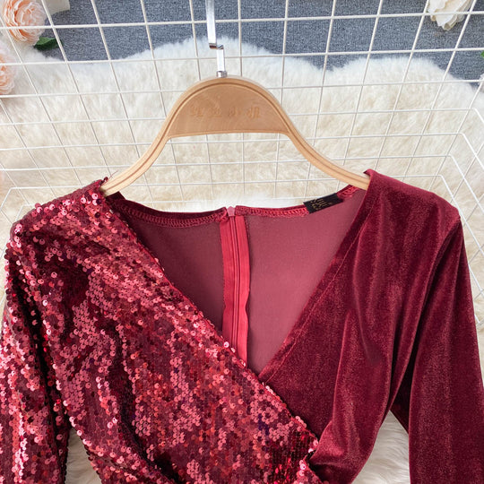 Valentine Sequined Velvet Dress