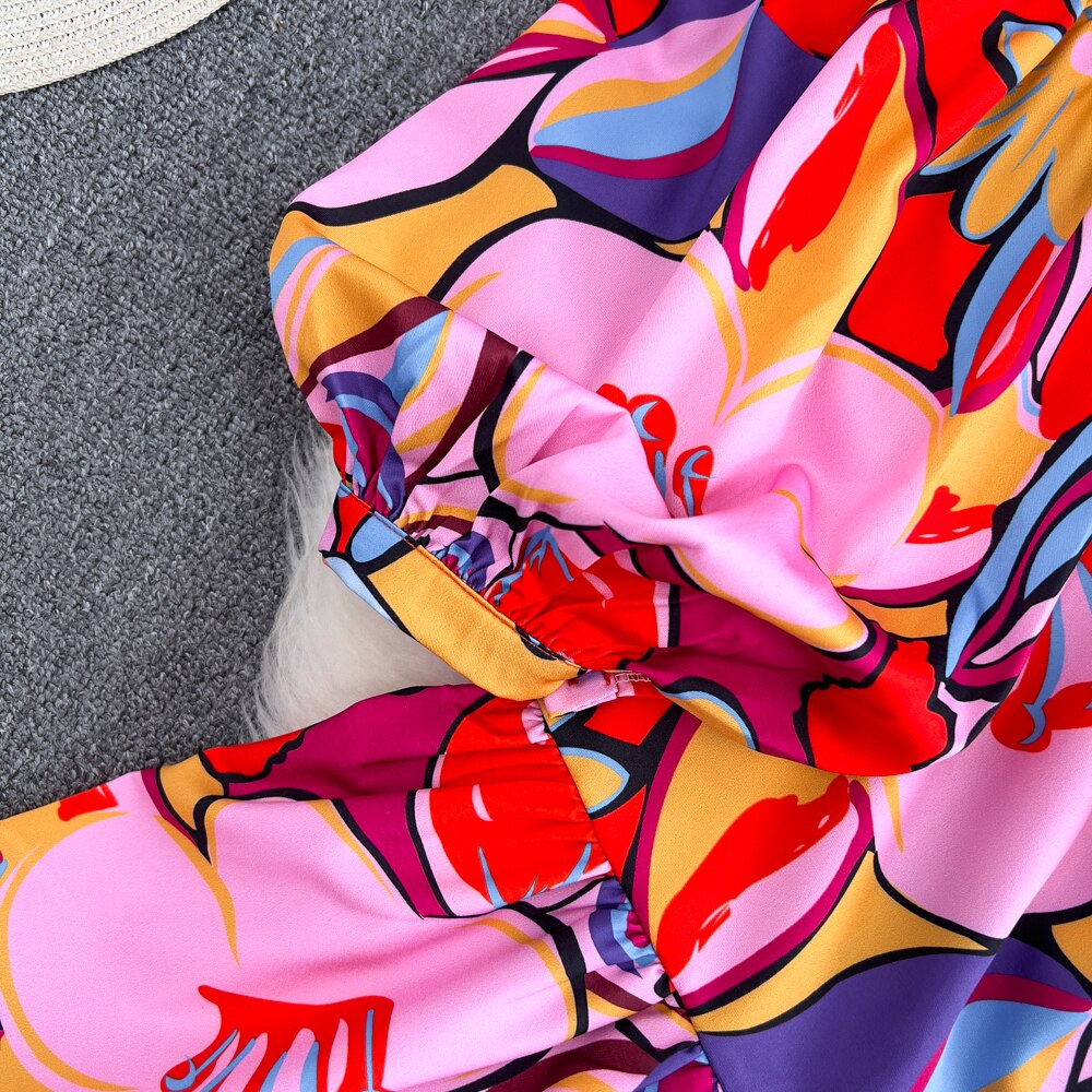 Dandelion long sleeves printed dress