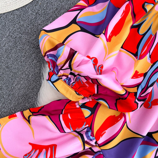 Dandelion long sleeves printed dress