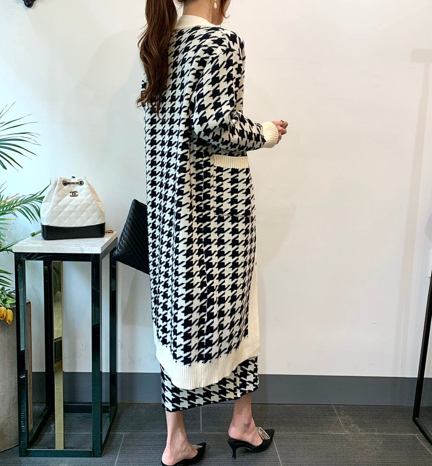 Veronica Luxury Woolen Dress with Long Cardigan