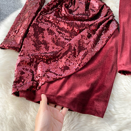 Valentine Sequined Velvet Dress