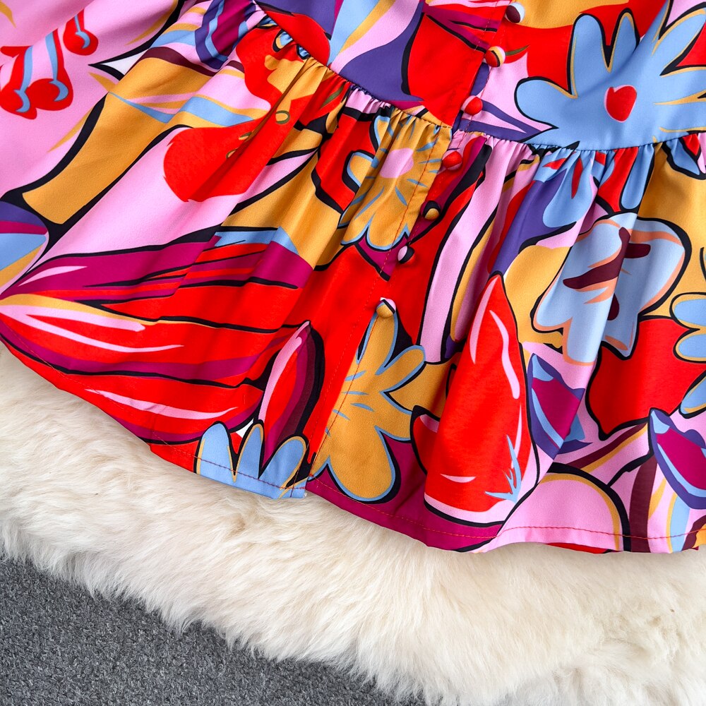 Dandelion long sleeves printed dress