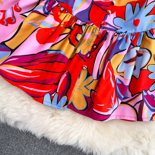 Dandelion long sleeves printed dress