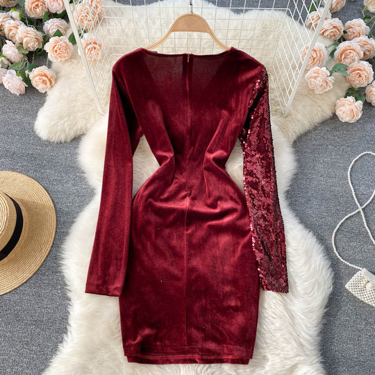 Valentine Sequined Velvet Dress