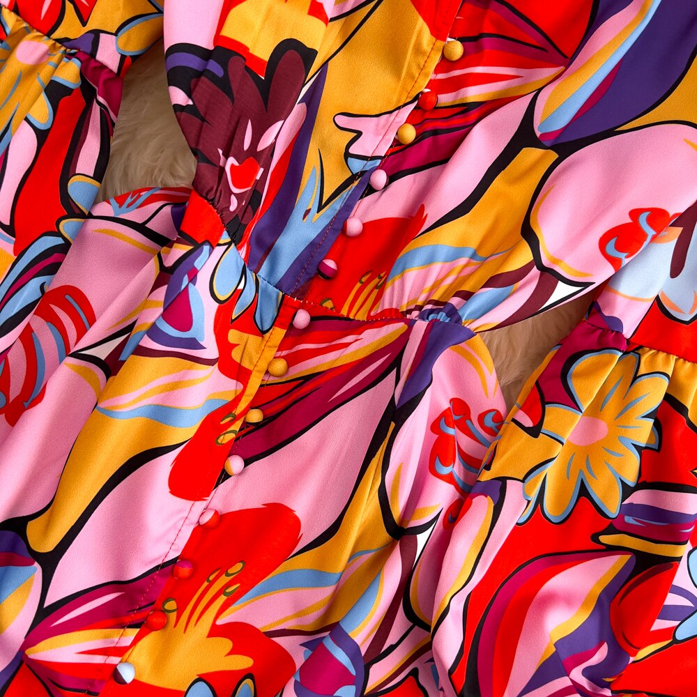 Dandelion long sleeves printed dress