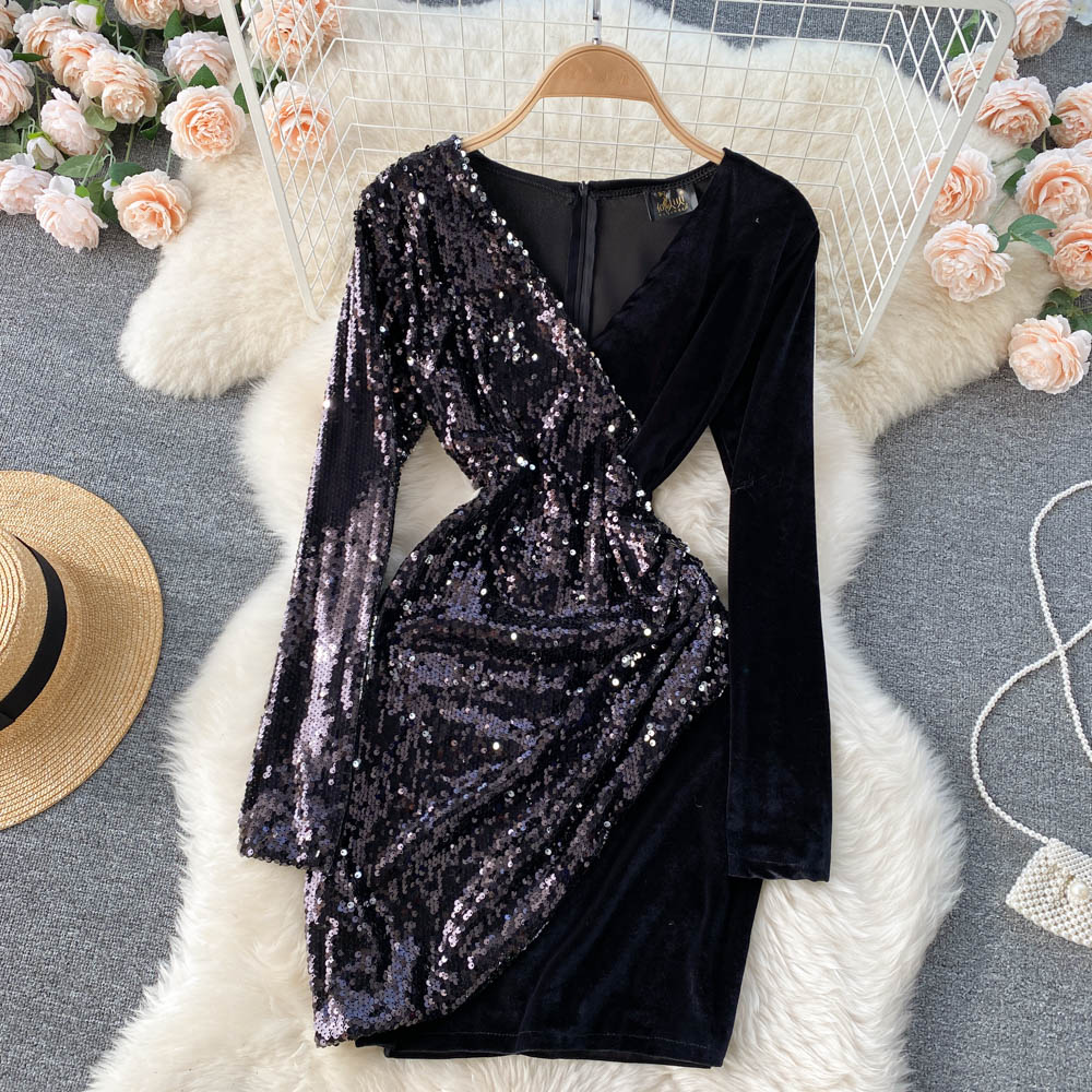 Valentine Sequined Velvet Dress