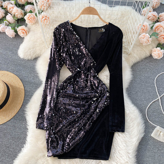 Valentine Sequined Velvet Dress