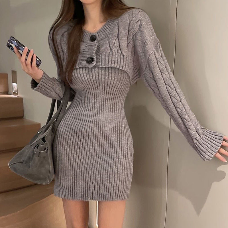 Elsa Knitted Dress with Cardigan