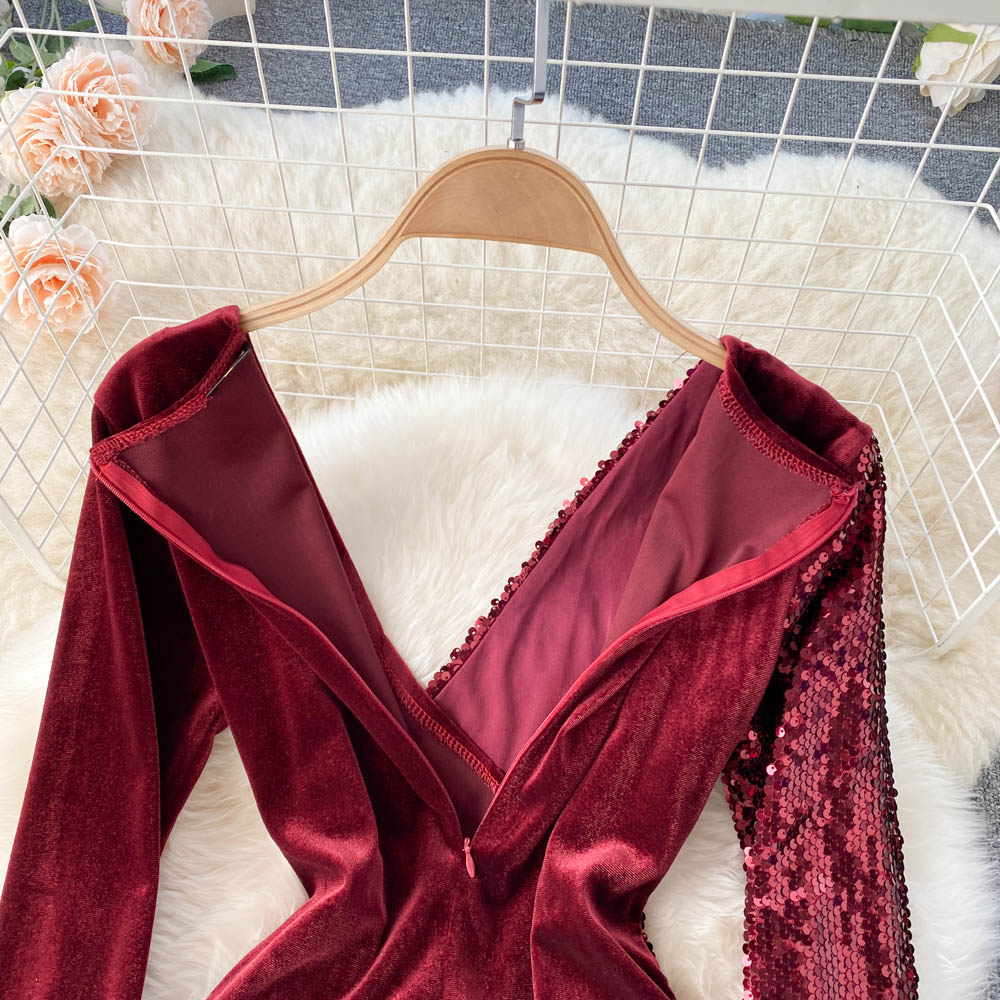 Valentine Sequined Velvet Dress