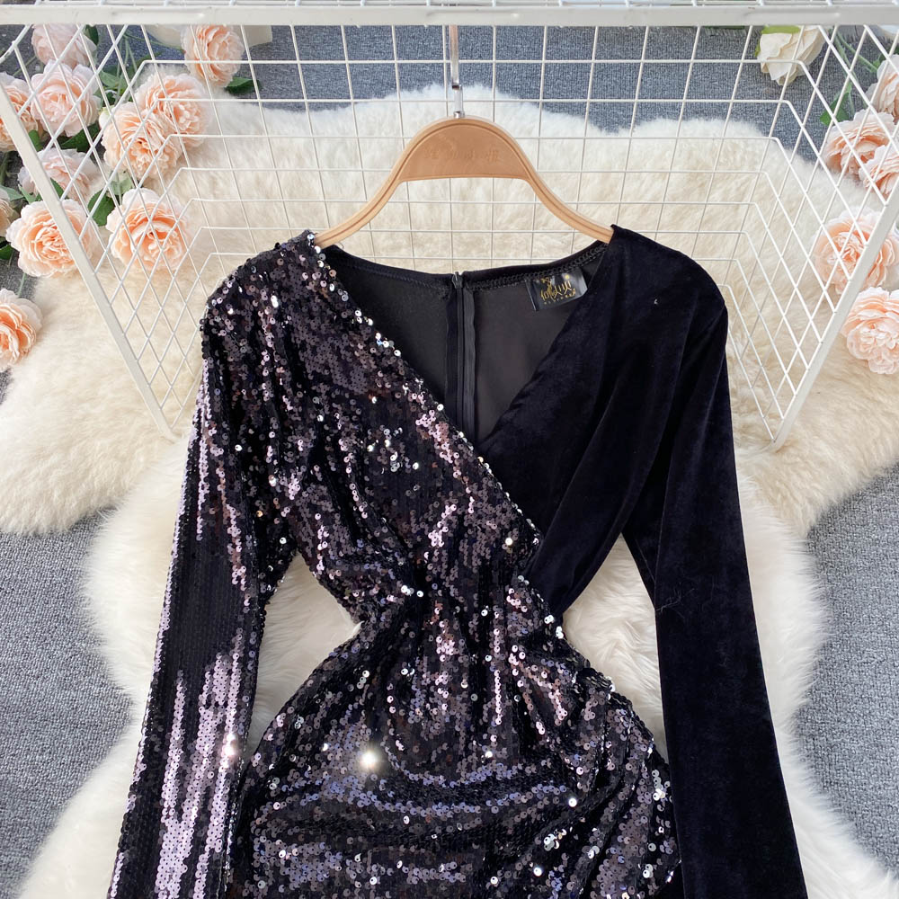 Valentine Sequined Velvet Dress
