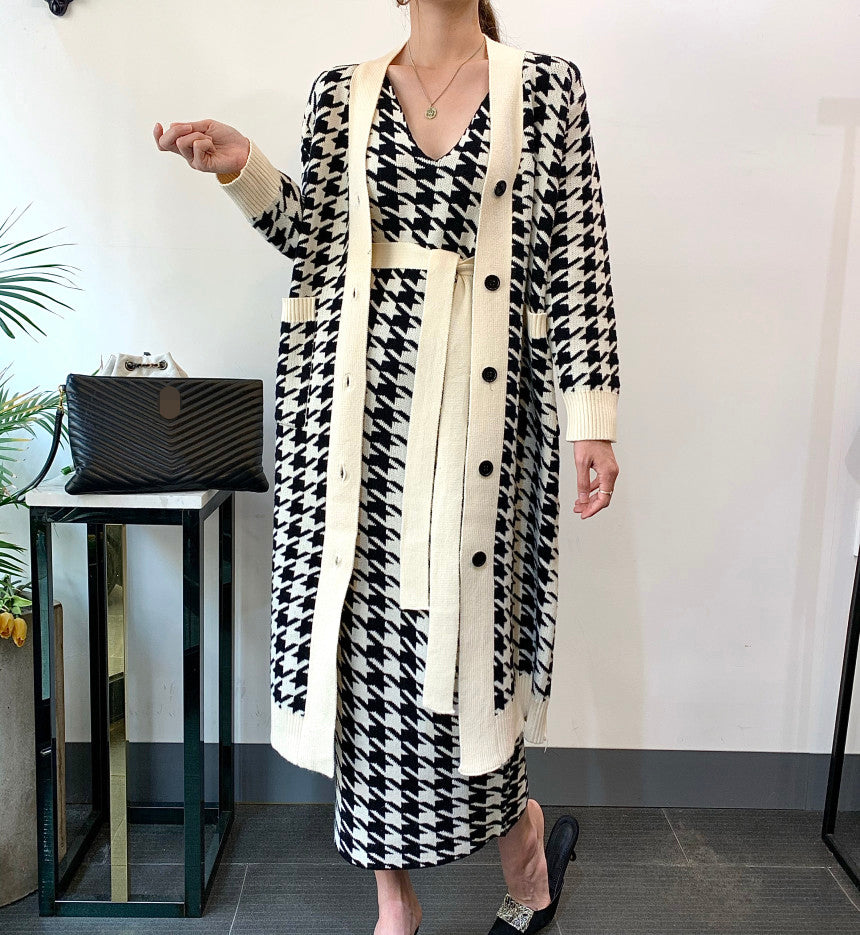Veronica Luxury Woolen Dress with Long Cardigan