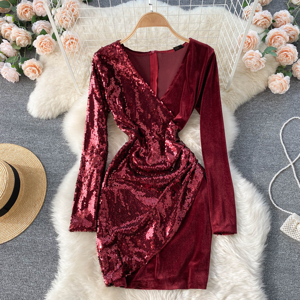 Valentine Sequined Velvet Dress