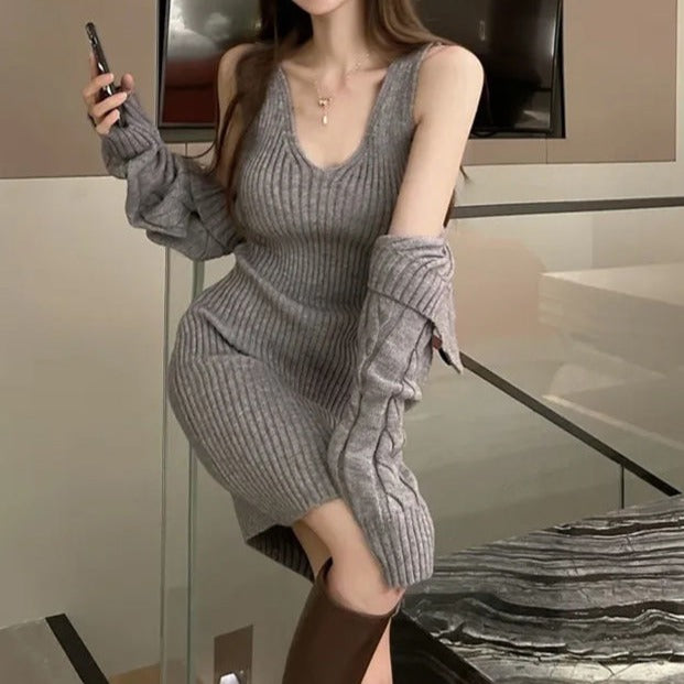 Elsa Knitted Dress with Cardigan