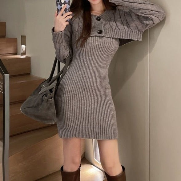 Elsa Knitted Dress with Cardigan