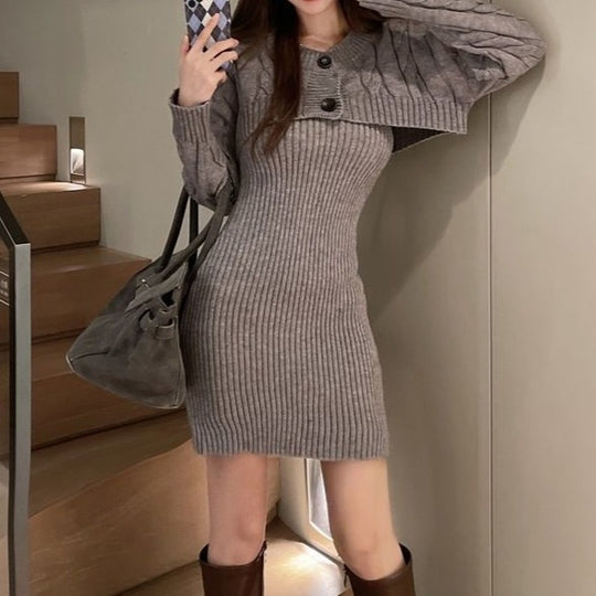 Elsa Knitted Dress with Cardigan