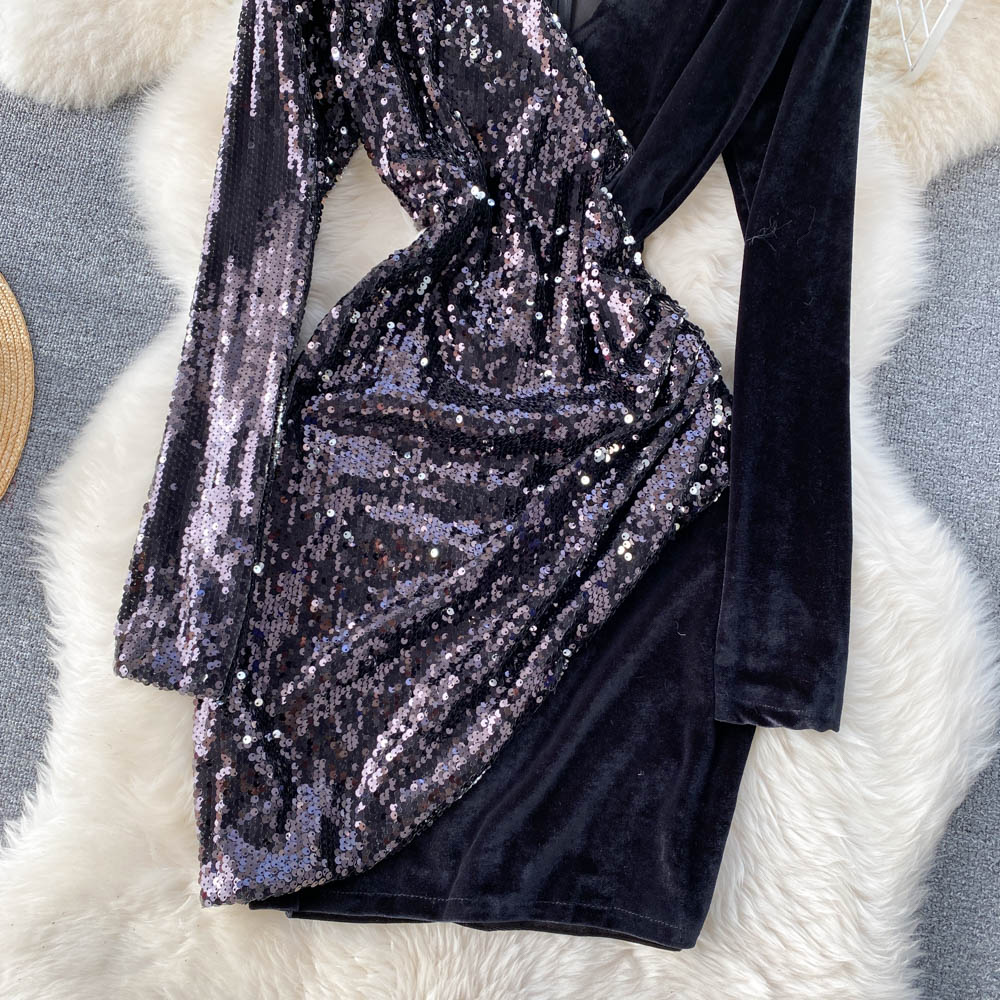 Valentine Sequined Velvet Dress