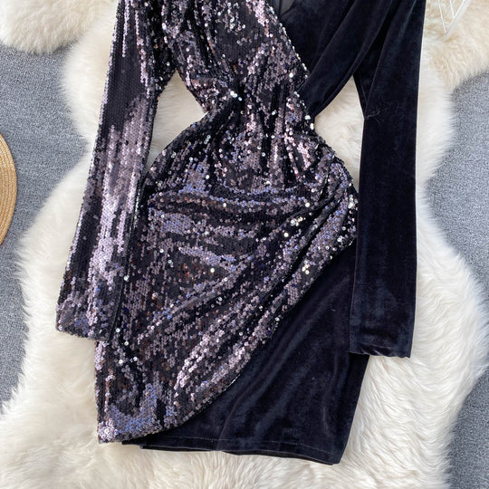 Valentine Sequined Velvet Dress