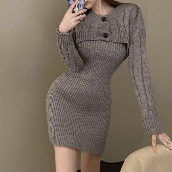 Elsa Knitted Dress with Cardigan