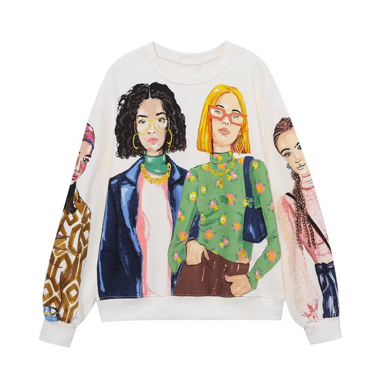 Amanda Graphic Print Oversized Sweatshirt