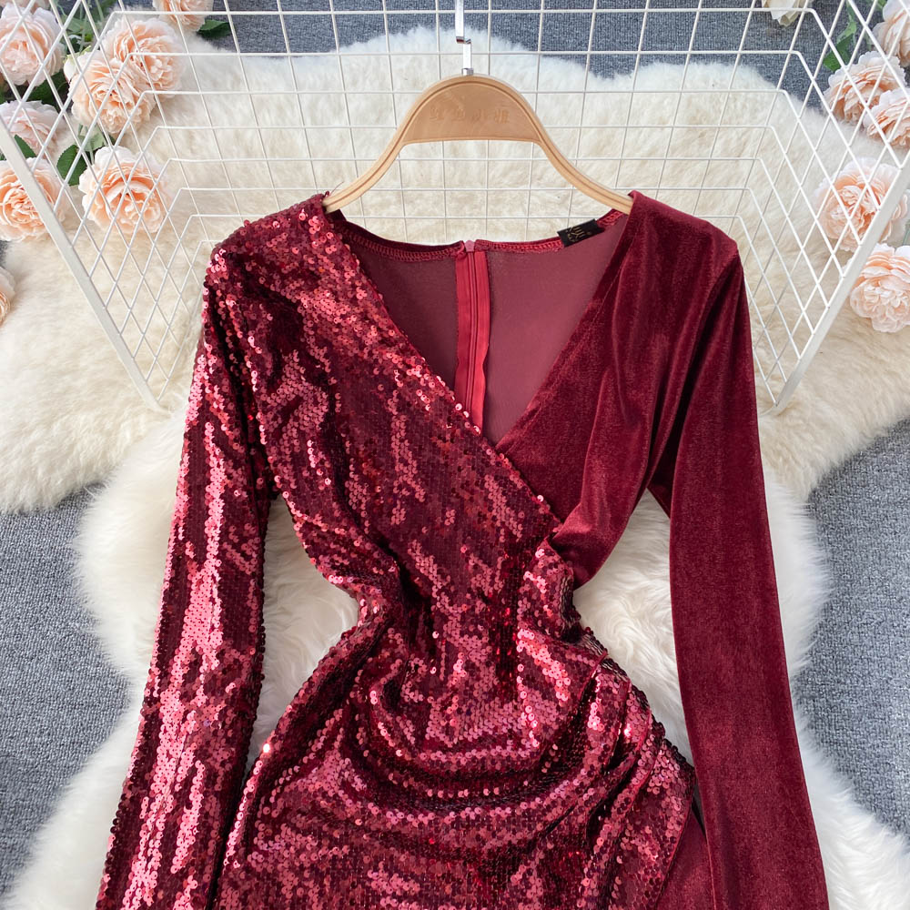 Valentine Sequined Velvet Dress
