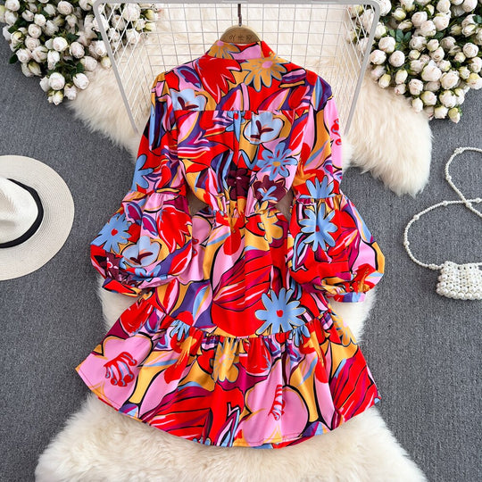 Dandelion long sleeves printed dress