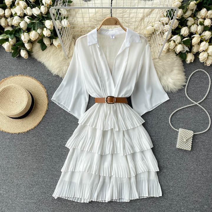 Ariana Pleated Ruffle Dress