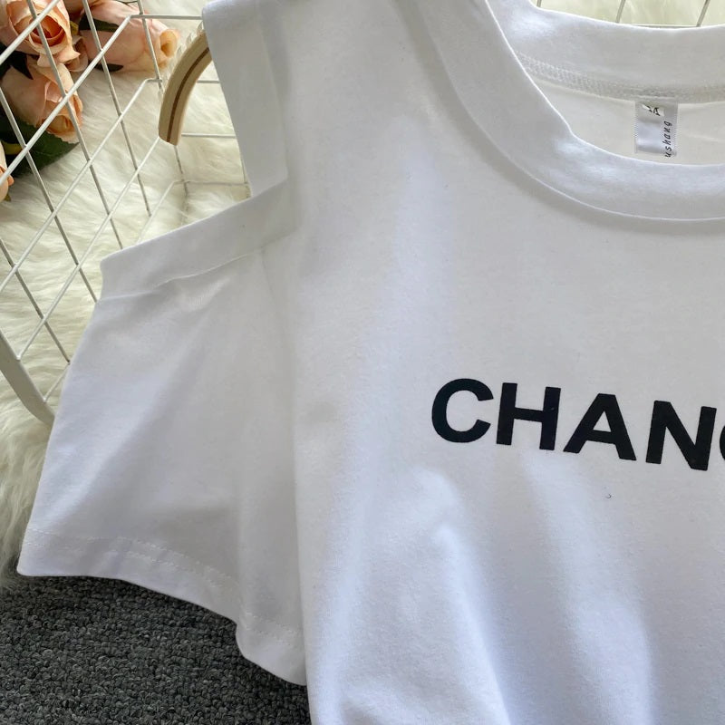 Eden T-shirt dress with Denim Skirt and Belt