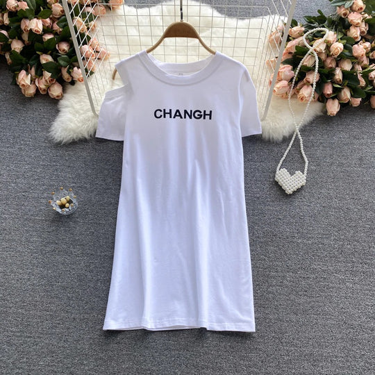 Eden T-shirt dress with Denim Skirt and Belt