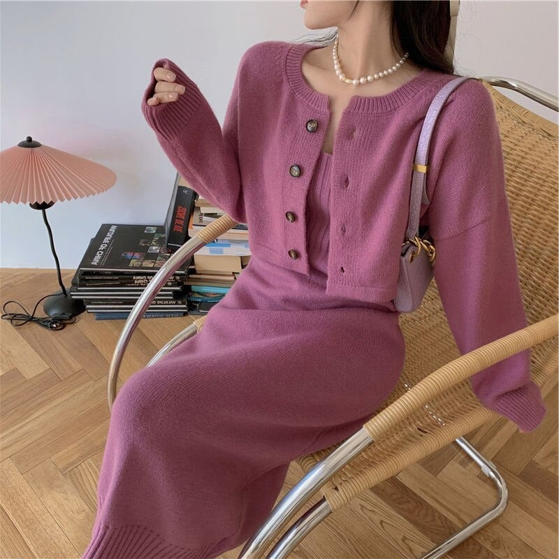 Fallon Knitted Dress with Cardigan