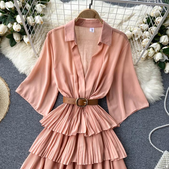 Ariana Pleated Ruffle Dress