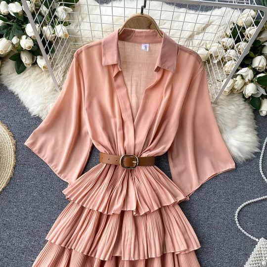Ariana Pleated Ruffle Dress