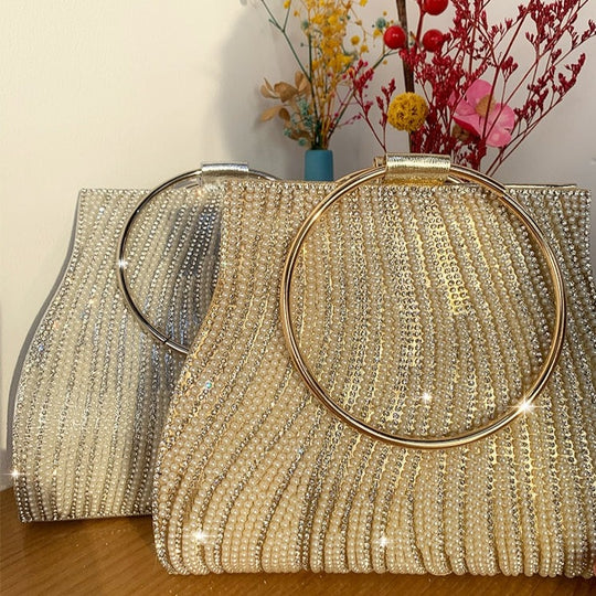Maisie Rhinestone Clutch with Pearl Detailing