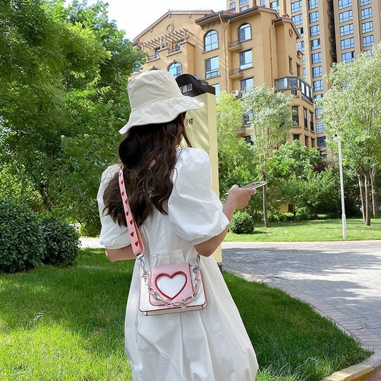 Heart Graphic Flap Square Bag