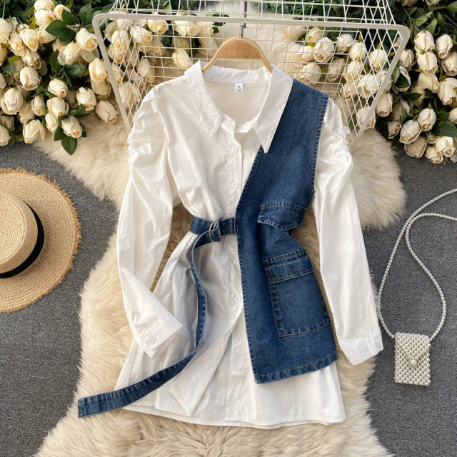 Laura Belted Denim Blouse