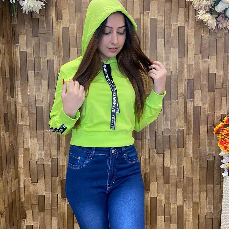 Candy Crop hoodie with Letter Tape