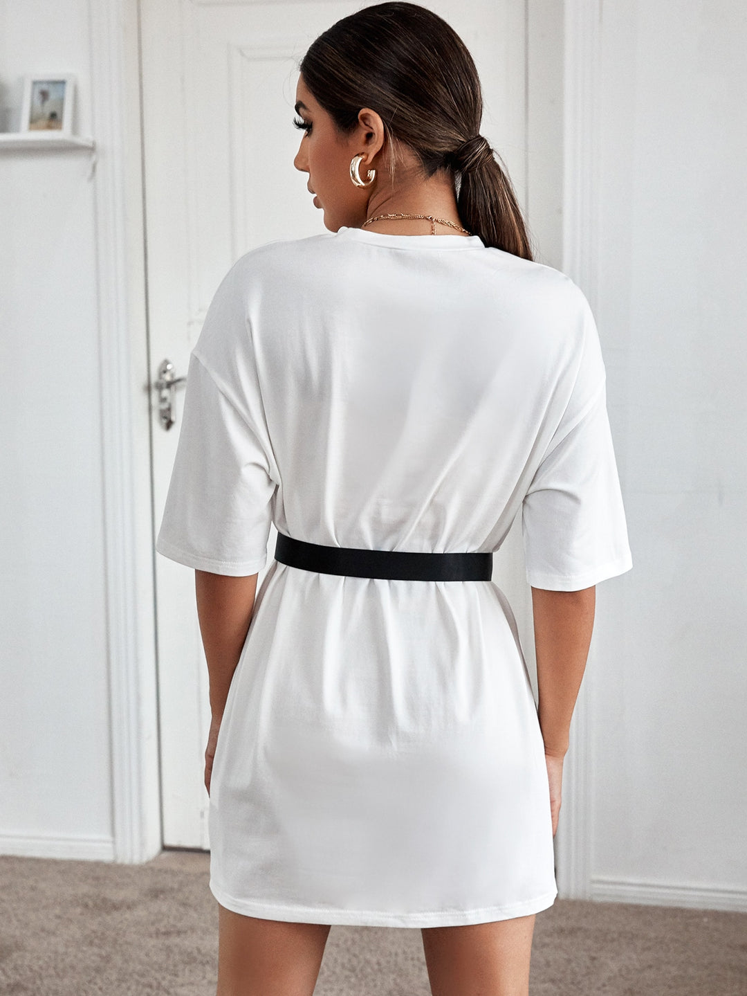 Graphics T-shirt Dress with Belt