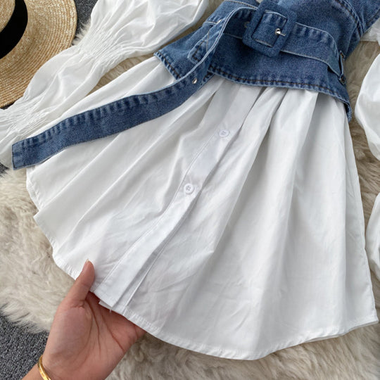 Laurel Belted Denim Blouse