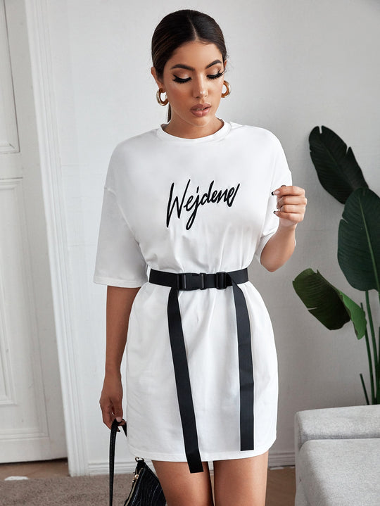 Graphics T-shirt Dress with Belt