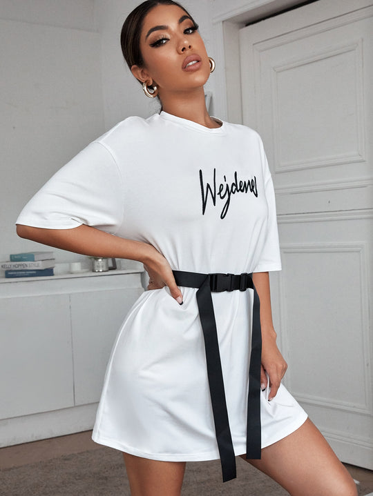 Graphics T-shirt Dress with Belt