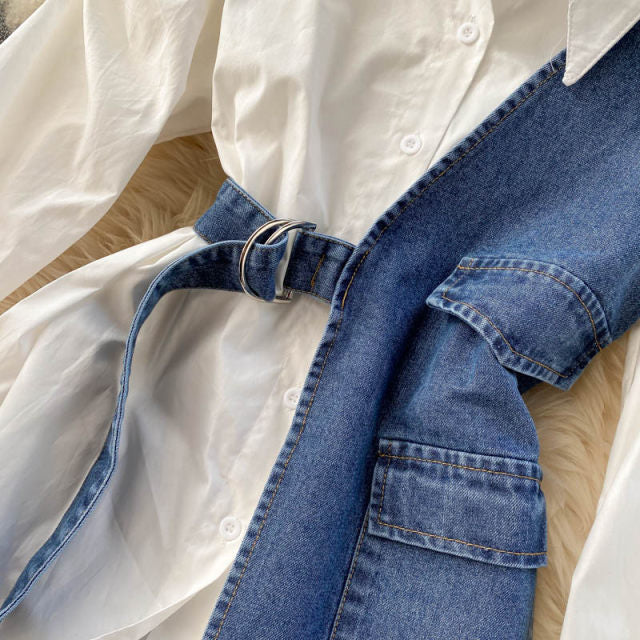 Laura Belted Denim Blouse