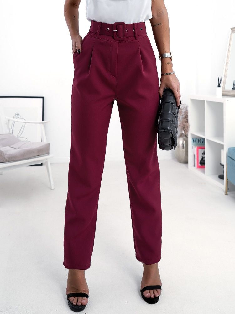 Voila Belted eyelet pegged High Waist Trousers