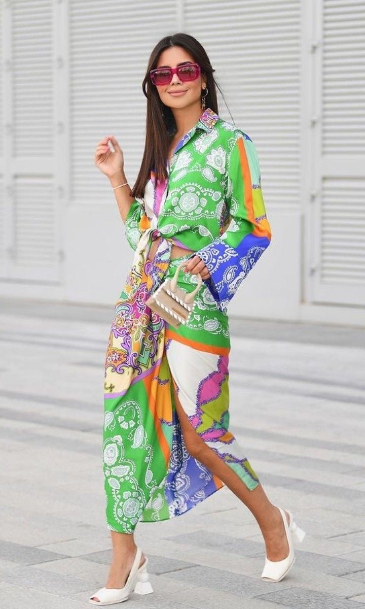 Clover vintage Set with Split Skirt