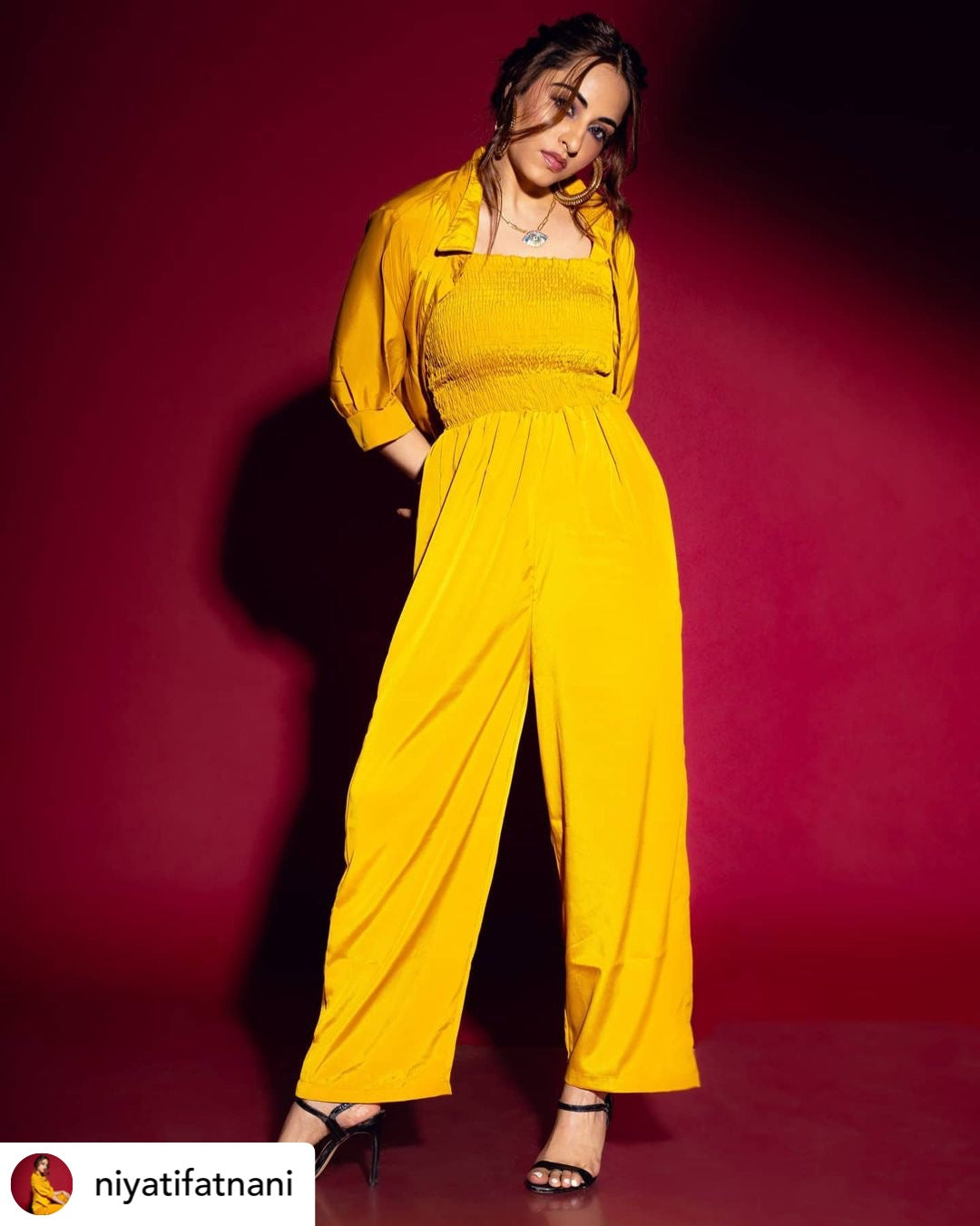 Seaside wide legged Pleated Jumpsuit with lace up blouse