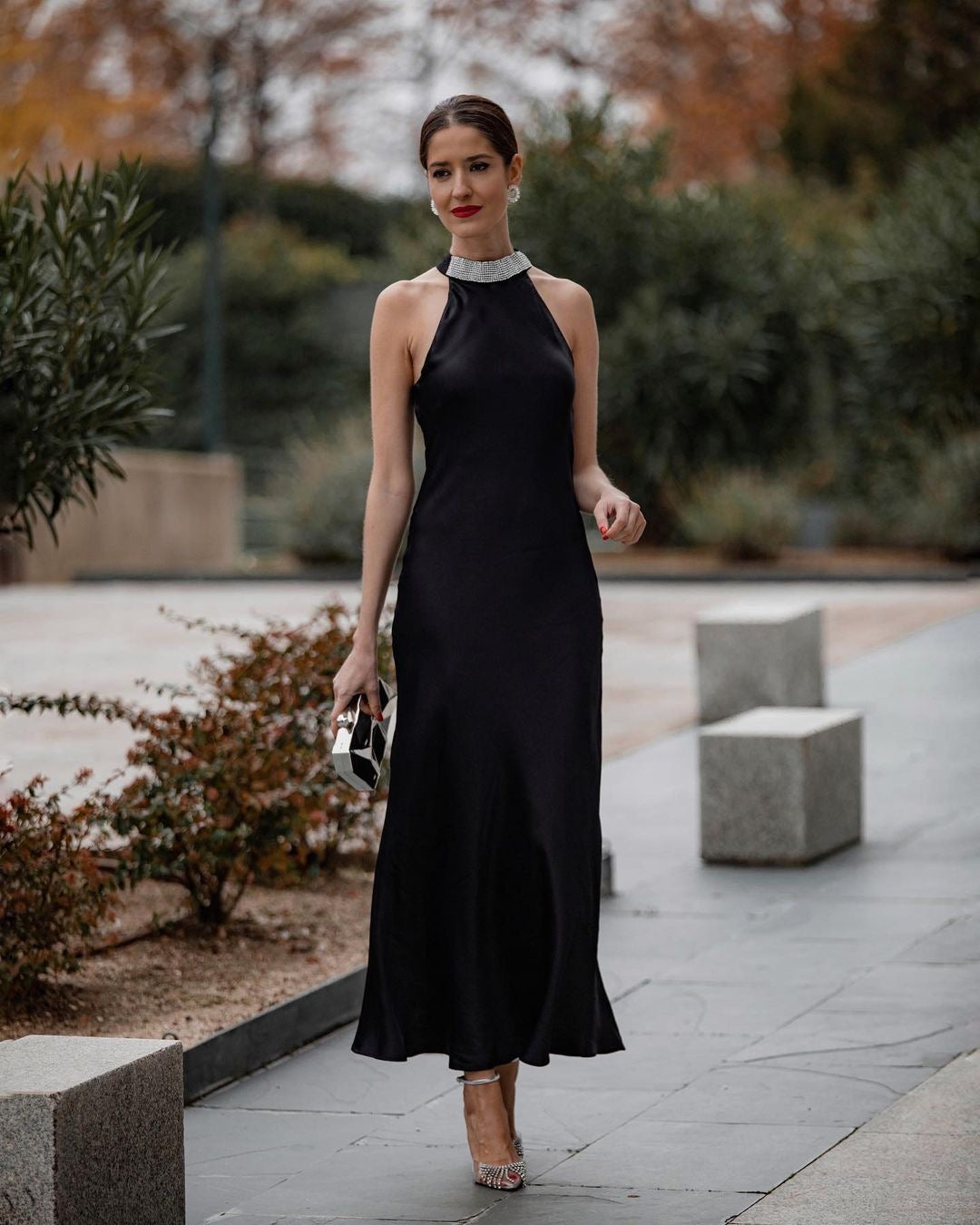 Elizabeth Diamond O neck Off Shoulder Maxi Dress