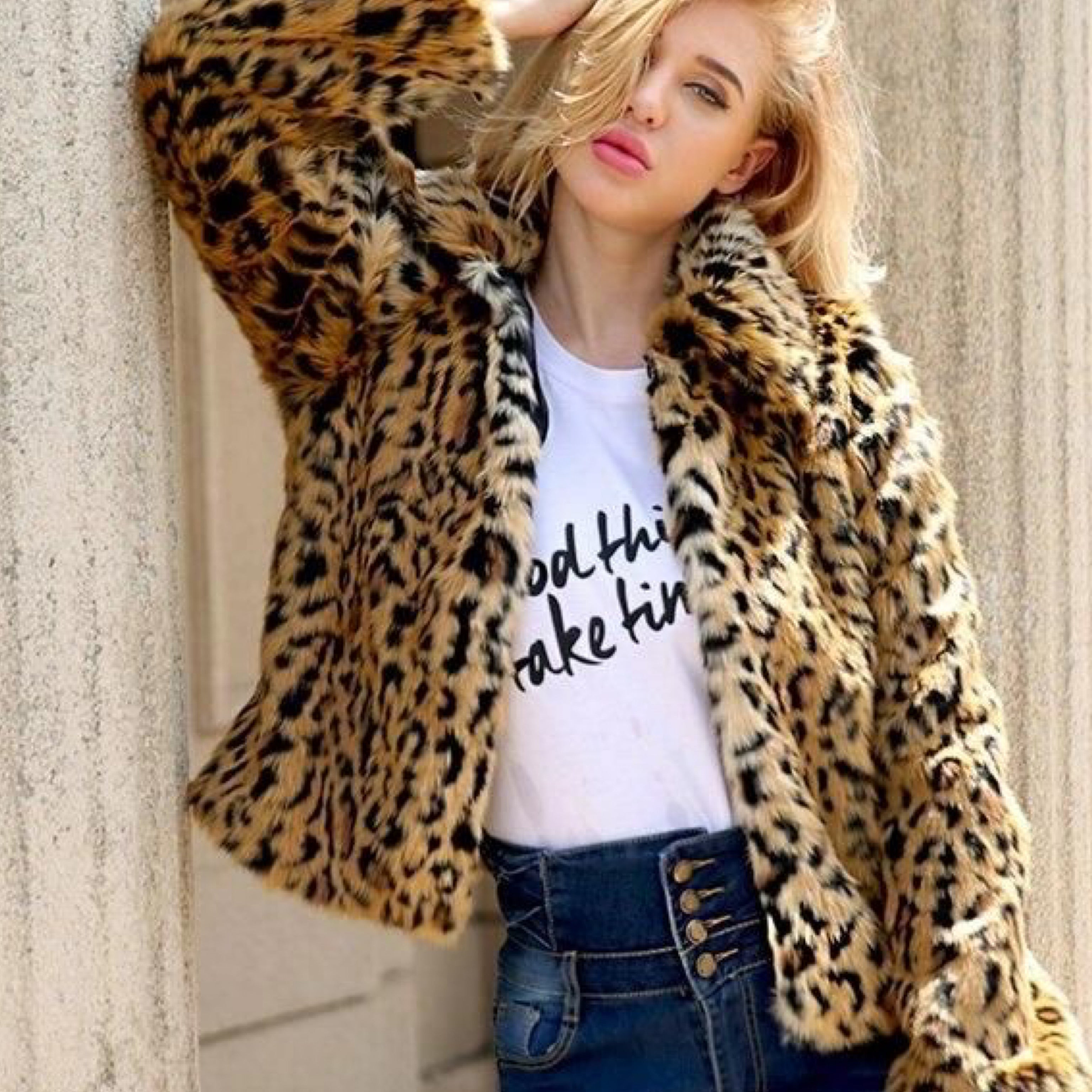 Luxury Leopard Faux fur Coat
