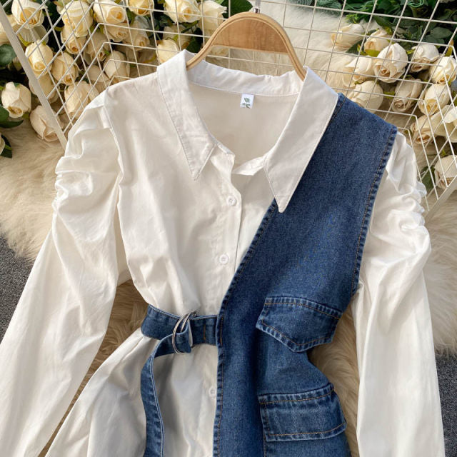 Laura Belted Denim Blouse