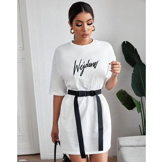 Graphics T-shirt Dress with Belt