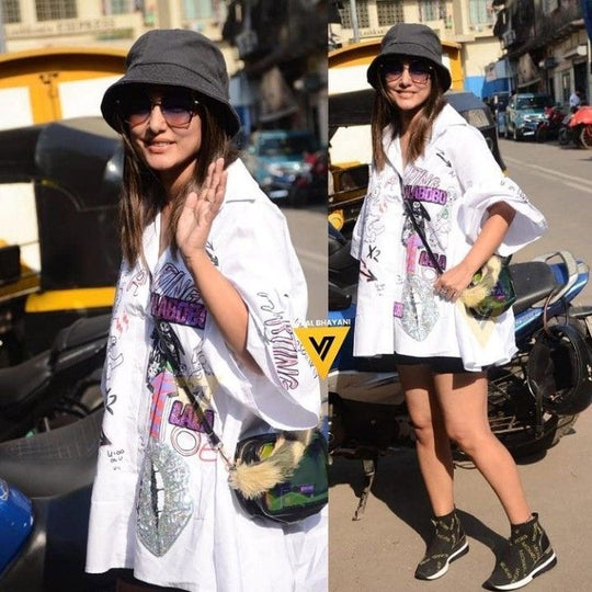 Amanda Cartoon Print Sequinned shirt Dress