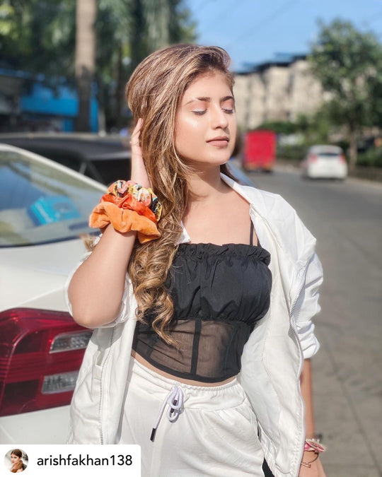 Samantha Net Bardot Crop Top