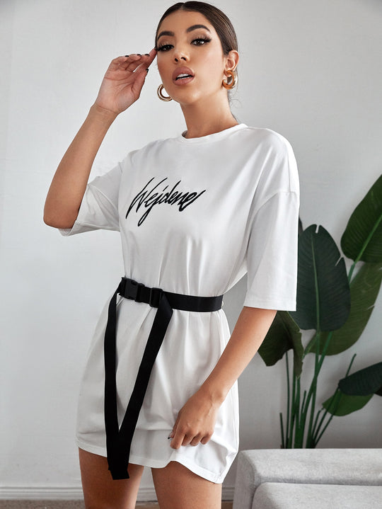 Graphics T-shirt Dress with Belt